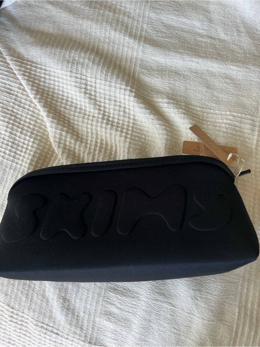 NWT SKIMS Black Neoprene Large Logo Zip Pouch Travel Makeup Bag